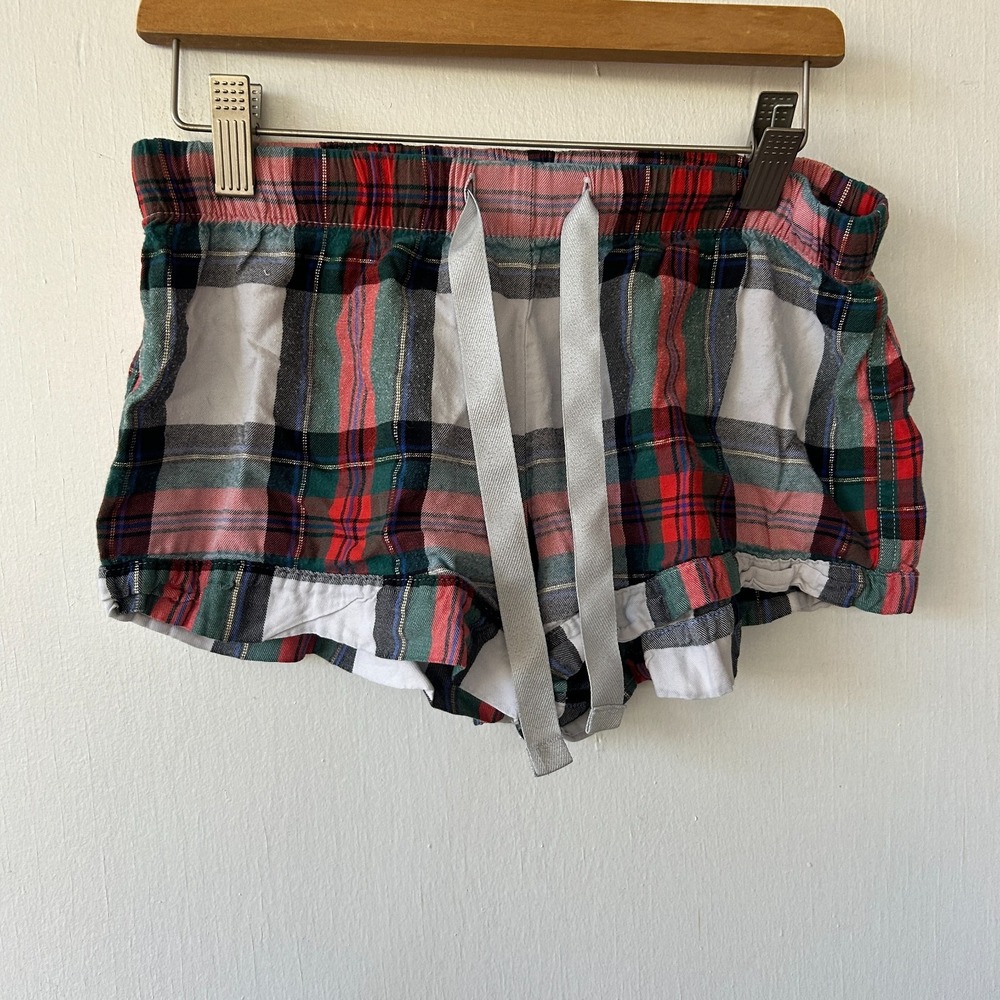Victorias Secret Micro Mini Flannel Boxer Shorts Womens XS Plaid Y2K 90s PJs